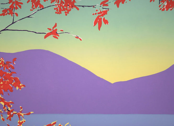 本間武男「紅」シルクスクリーン版画 拡大画像2