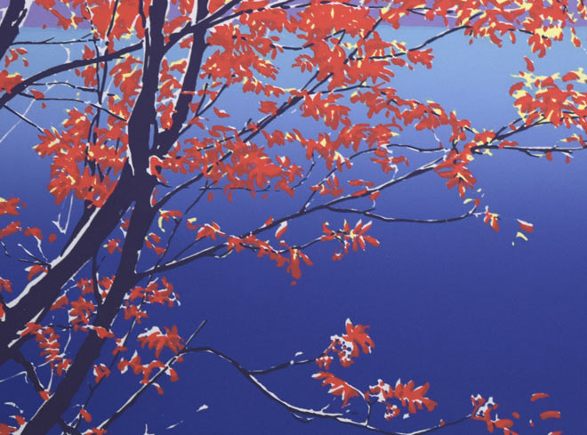 本間武男「紅」シルクスクリーン版画 拡大画像3