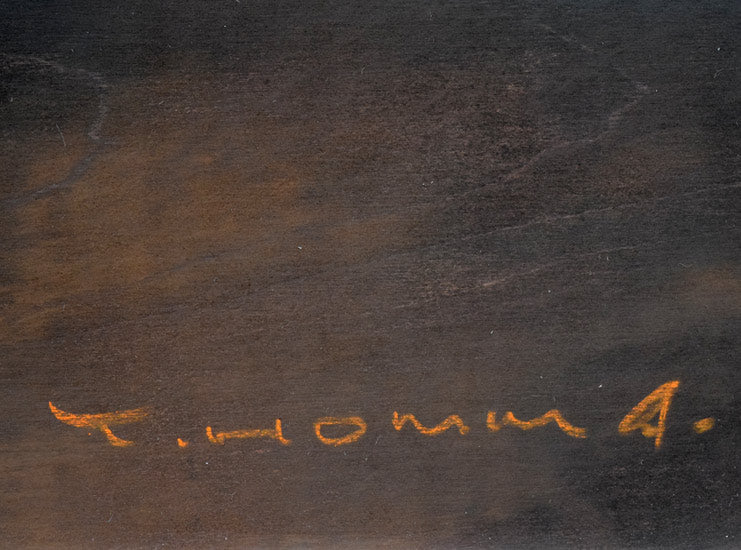 本間 武男「鰊(ニシン)」パステル画・F10号 サイン拡大画像