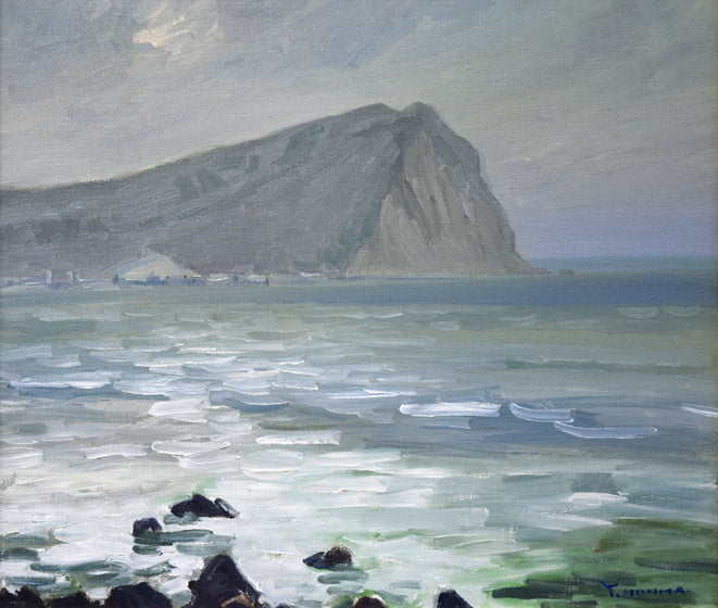 本間武男「シリパ岬(余市)」油絵・F10号 作品全体拡大画像