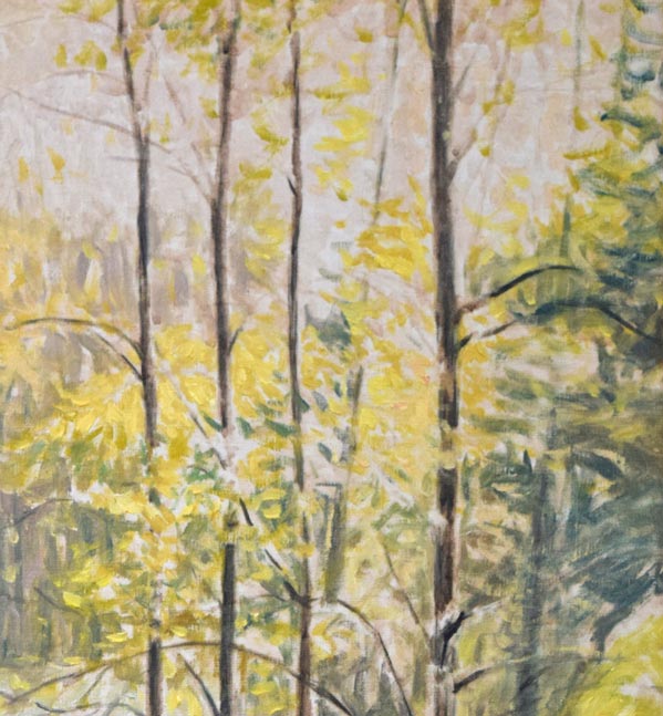 本間武男「初夏の谷川(スペイン)」油絵・F15号 拡大画像2