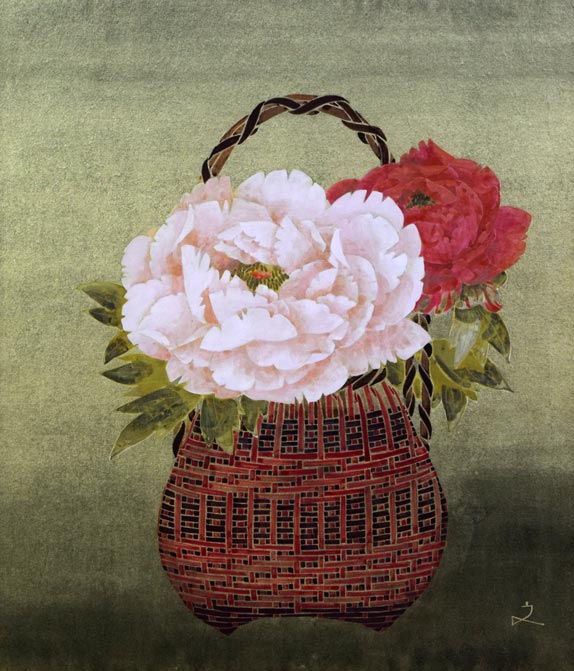 堀文子「牡丹」日本画・F10号 作品全体拡大画像