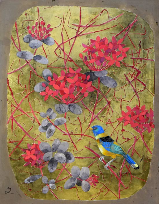 堀文子「南の花」日本画・F6号 作品全体拡大画像