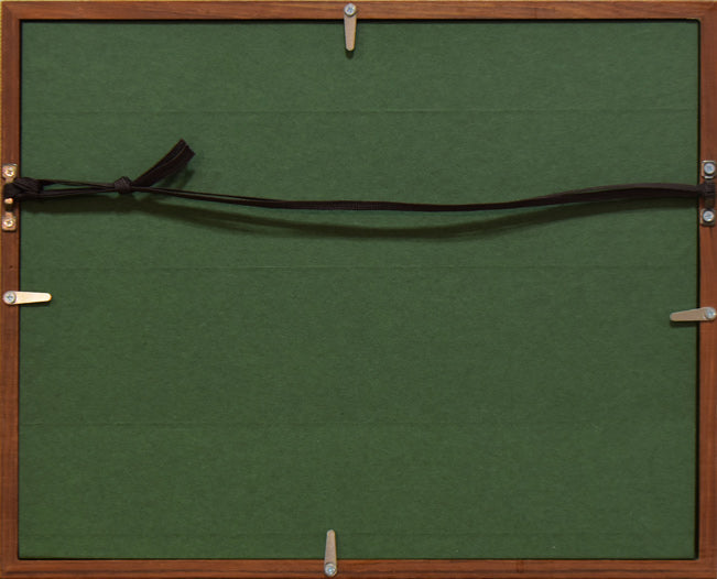 星襄一「赤い木」木版画 額縁裏側画像