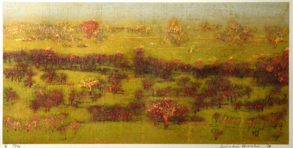 星 襄一「野」木版画 作品全体拡大画像