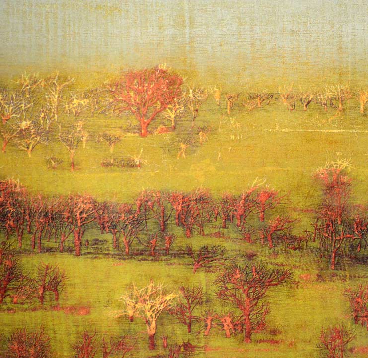 星 襄一「野」木版画 拡大画像1