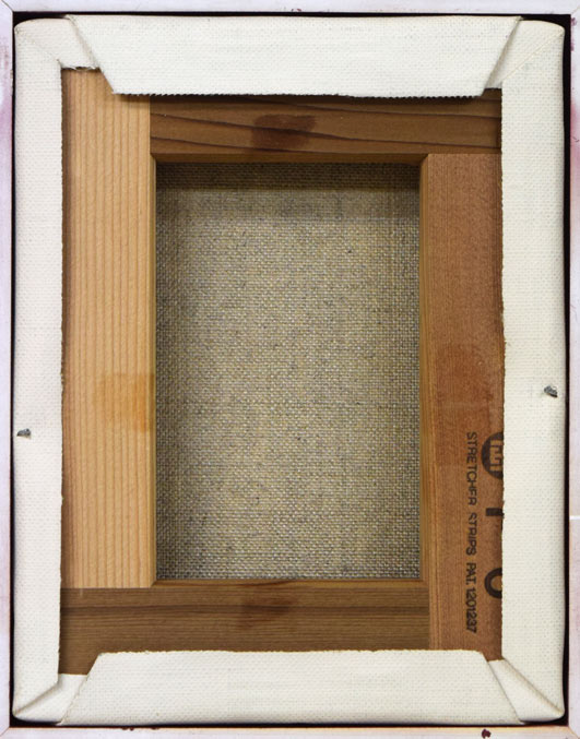 細谷地東太「静物画」油絵・F0号 キャンバス裏側画像