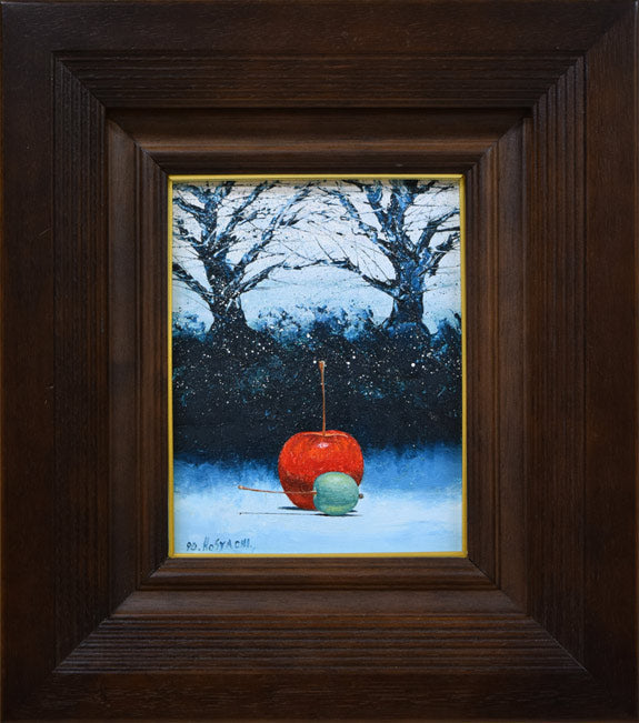 細谷地東太「静物画(りんご)」油絵・F0号