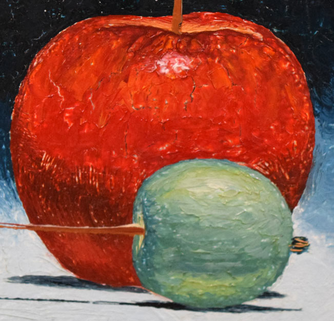 細谷地東太「静物画(りんご)」油絵・F0号 拡大画像3