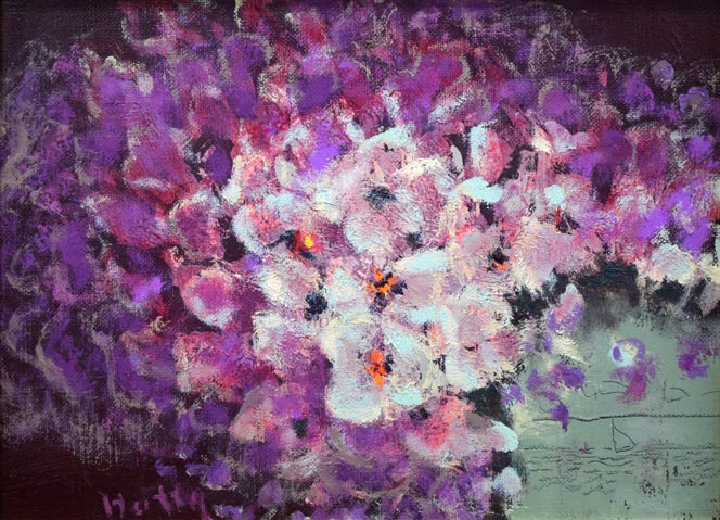 堀田高「花(南仏カーニュにて)」油絵・F4号 作品全体拡大画像