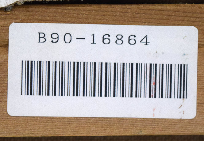 堀田高「花(南仏カーニュにて)」油絵・F4号 裏側拡大画像(「一枚の繪」管理番号シール)