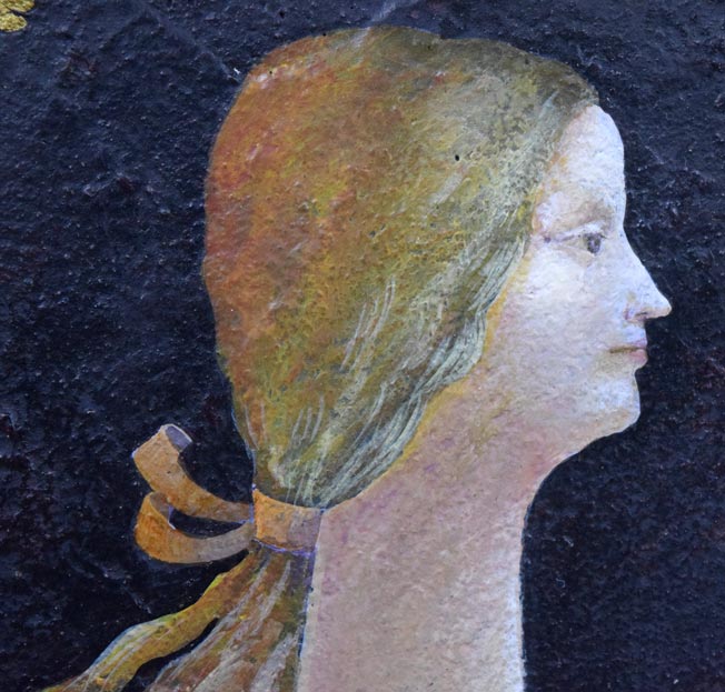 宝永たかこ「S嬢」油彩にコラージュ作品・F2号 拡大画像1