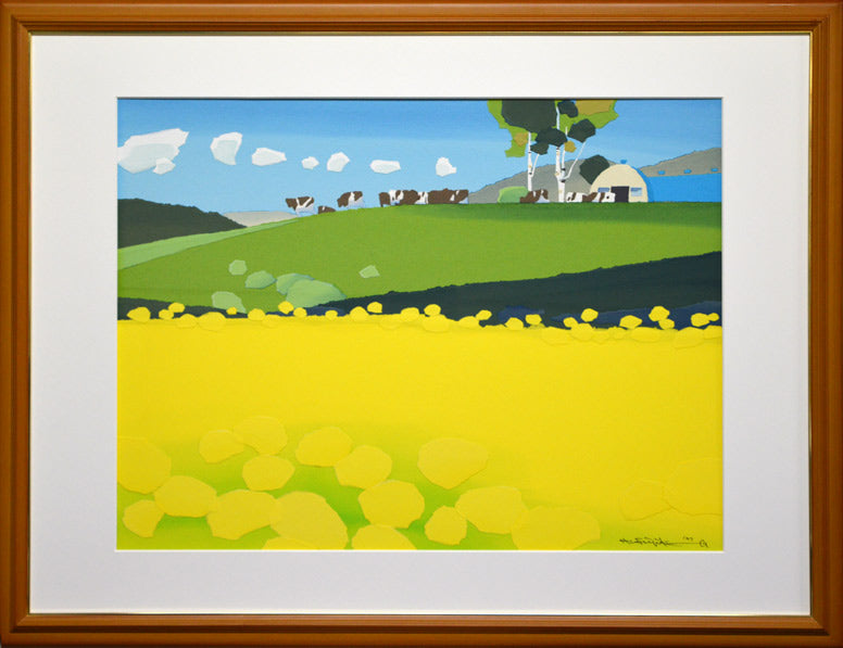 藤倉 英幸「陽だまりの丘」ちぎり絵原画