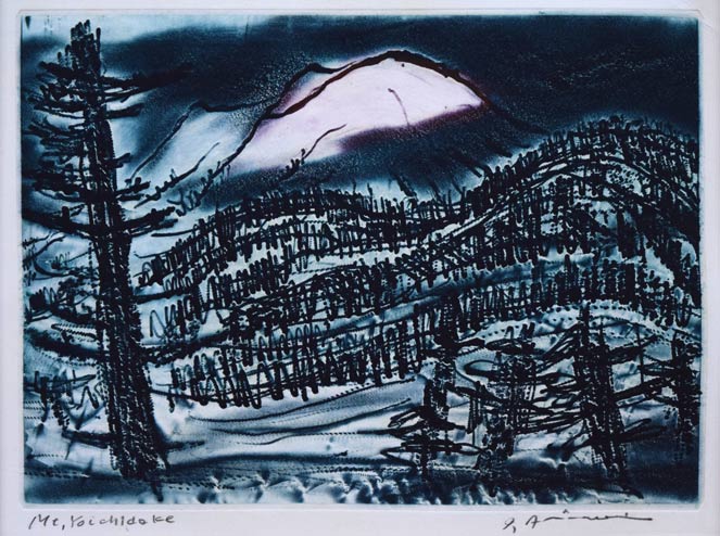 一原有徳「余市岳」銅版画 作品全体拡大画像
