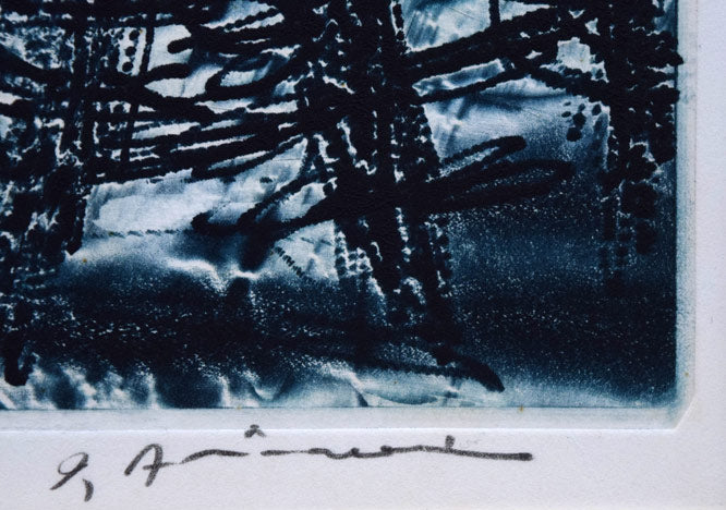 一原有徳「余市岳」銅版画　本人直筆鉛筆サイン画像
