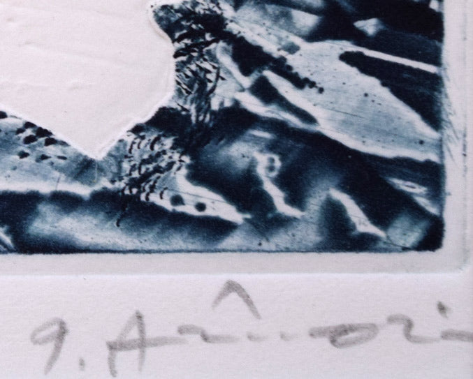 一原有徳「雪男」銅版画　本人直筆鉛筆サイン拡大画像