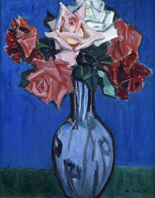 一木万寿三「ばら」油絵・F6号 作品全体拡大画像