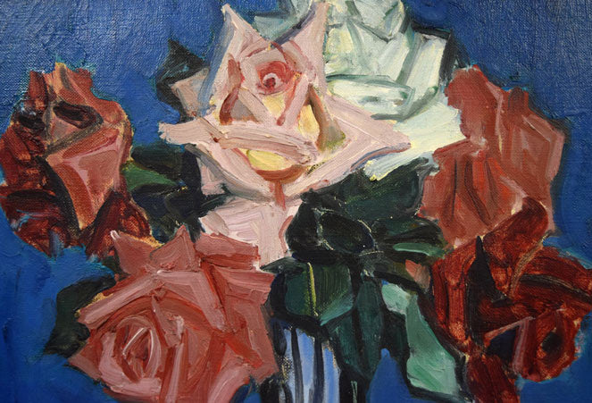 一木万寿三「ばら」油絵・F6号 拡大画像1