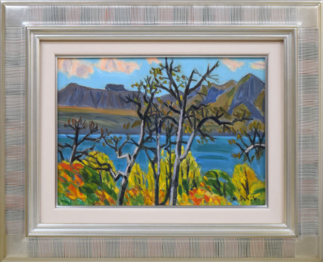 一木万寿三「支笏湖(樽前山)」油絵・F4号