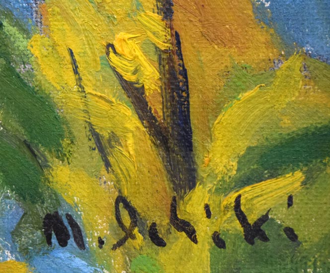 一木万寿三「支笏湖(樽前山)」油絵・F4号 サイン拡大画像