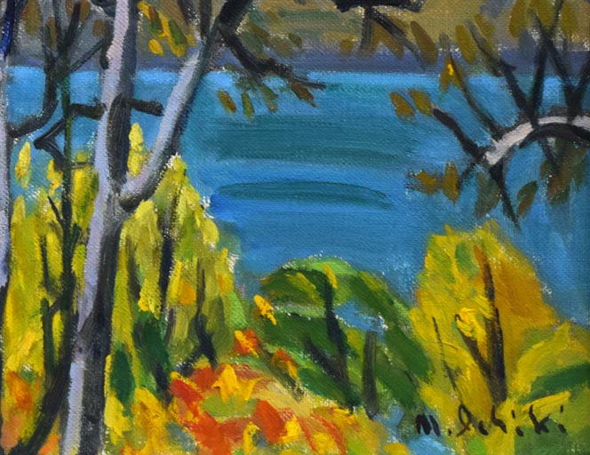 一木万寿三「支笏湖(樽前山)」油絵・F4号 拡大画像5