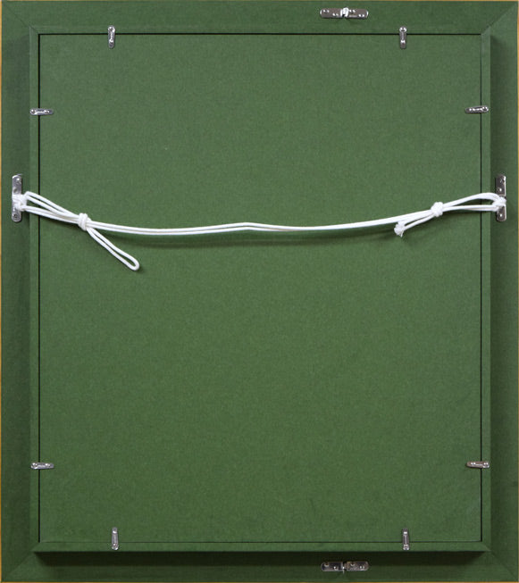 一木万寿三「大雪山五月」油絵・F8号 額縁裏側画像