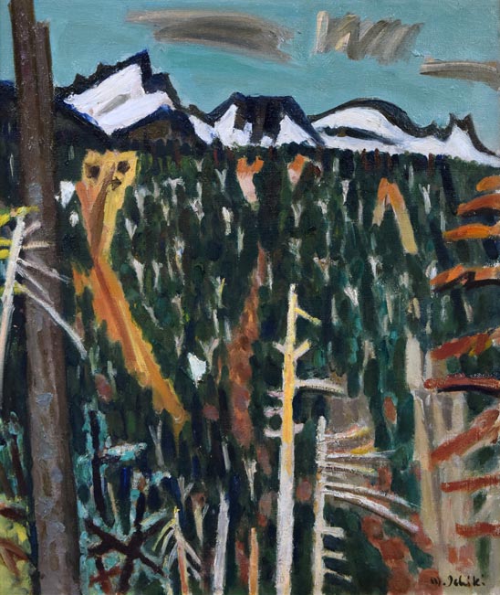 一木万寿三「大雪山五月」油絵・F8号 作品全体拡大画像