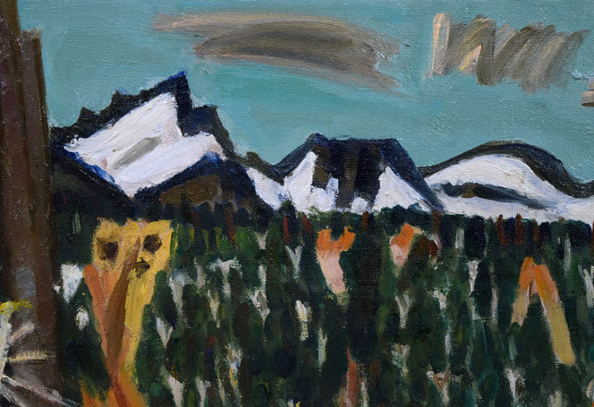 一木万寿三「大雪山五月」油絵・F8号 拡大画像1