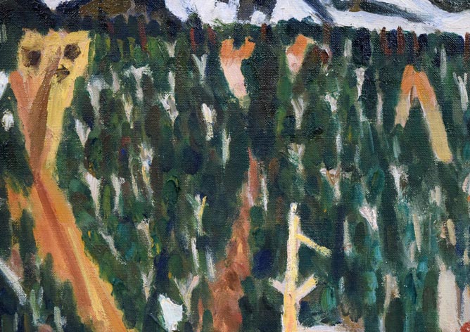 一木万寿三「大雪山五月」油絵・F8号 拡大画像2