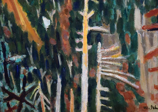 一木万寿三「大雪山五月」油絵・F8号 拡大画像3