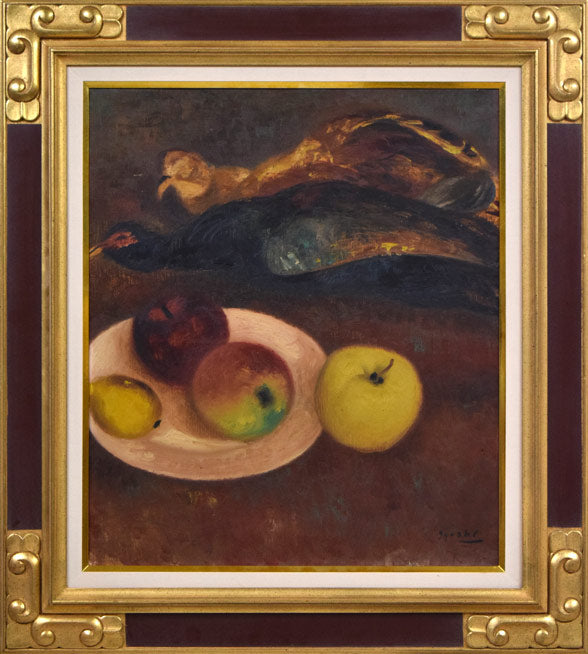 居串佳一「きじ・くだもの」油絵・F10号