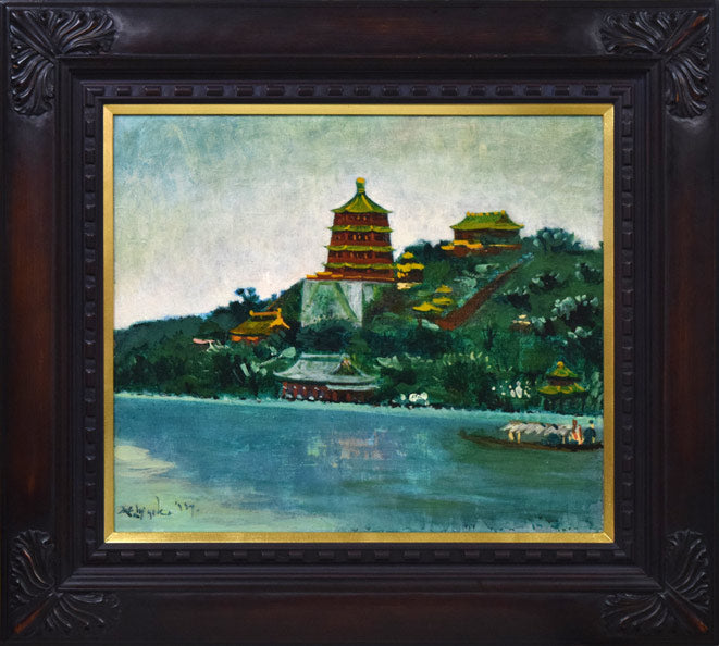 居串佳一「北京萬寿山佛香閣」油絵・F10号
