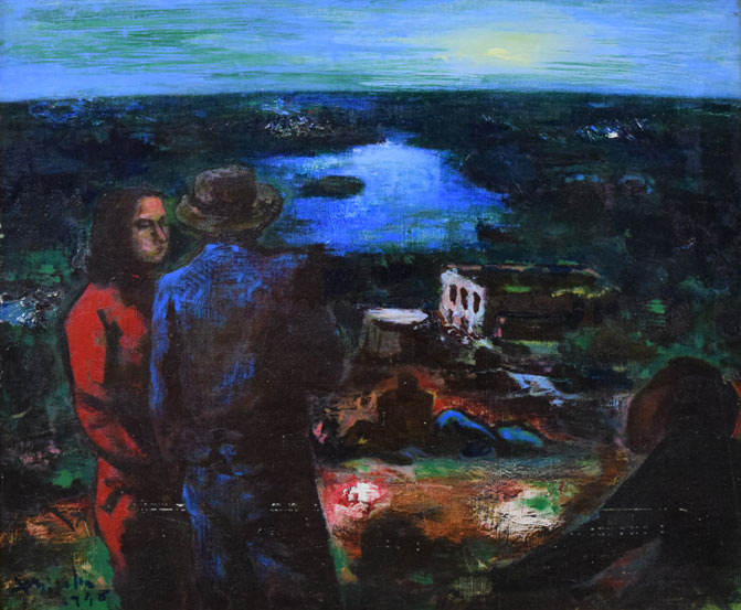 居串佳一「樂土」油絵・F8号 作品全体拡大画像