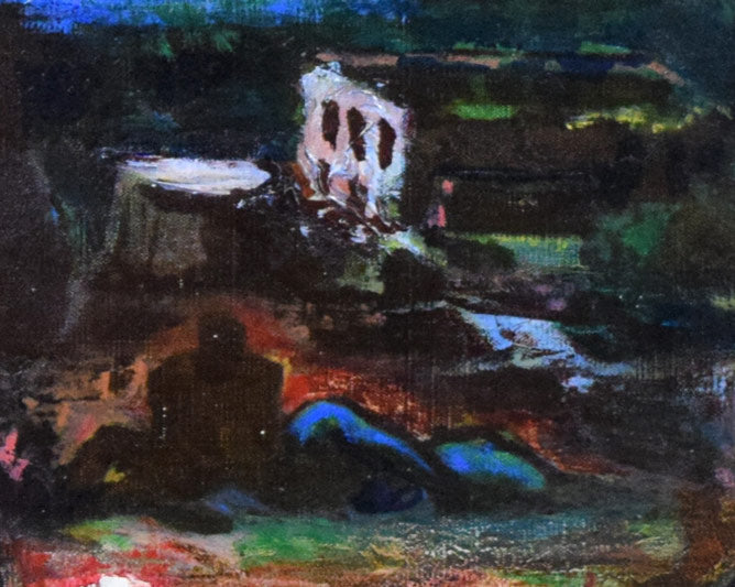 居串佳一「樂土」油絵・F8号 拡大画像4