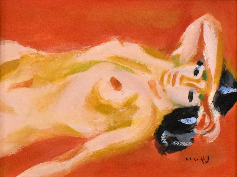 飯山勇(いいやまいさむ)「裸婦」油絵・F0号 作品全体画像