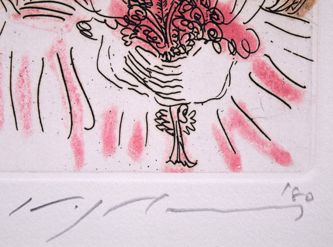 池田満寿夫「カップル」銅版画　本人直筆鉛筆サイン、年記（1980年作）拡大画像