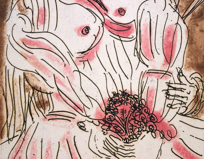 池田満寿夫「カップル」銅版画 拡大画像2