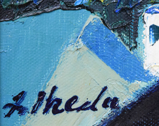 池田甚三郎「教會と港(函館)」油絵・F6号 サイン拡大画像