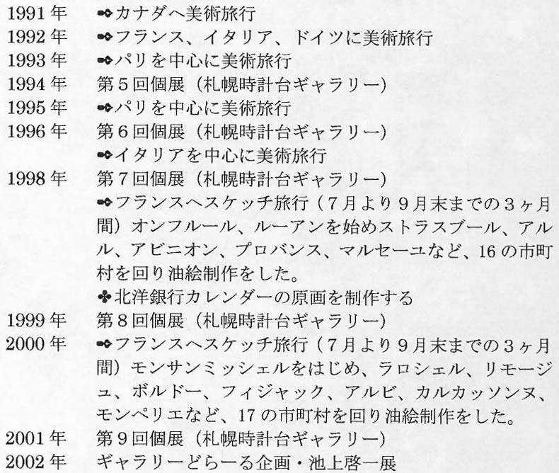 池上啓一「駒ヶ岳盛夏(函館)」油絵・F10号 略歴拡大部分2