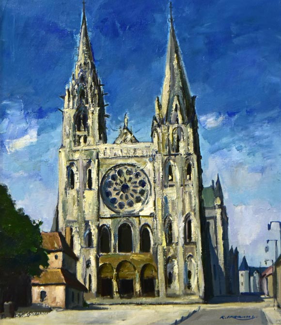 池上啓一「シャルトル大聖堂（フランス）」油絵・F10号　作品全体拡大画像