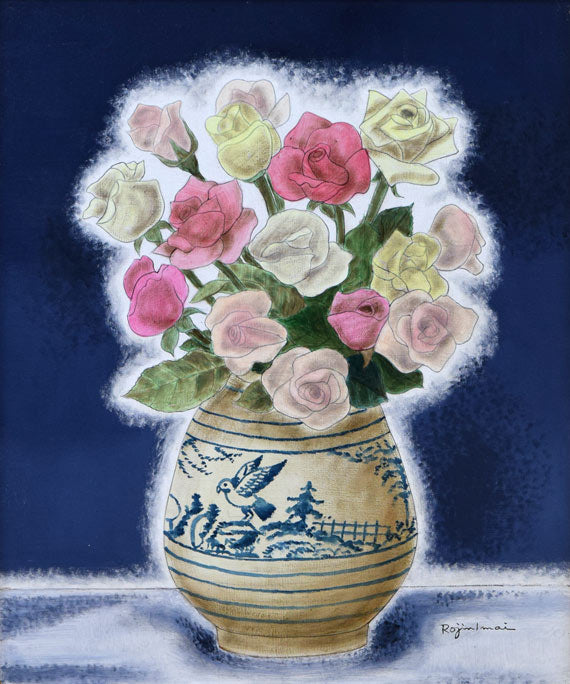 今井ロヂン「バラ」油絵・F8号 作品全体拡大画像