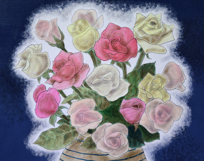 今井ロヂン「バラ」油絵・F8号 拡大画像1