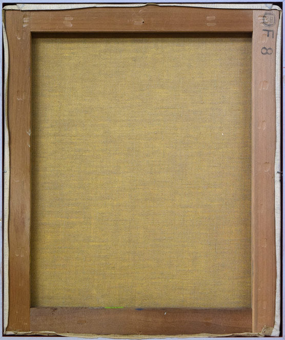 今井ロヂン「バラ」油絵・F8号 キャンバス裏側画像