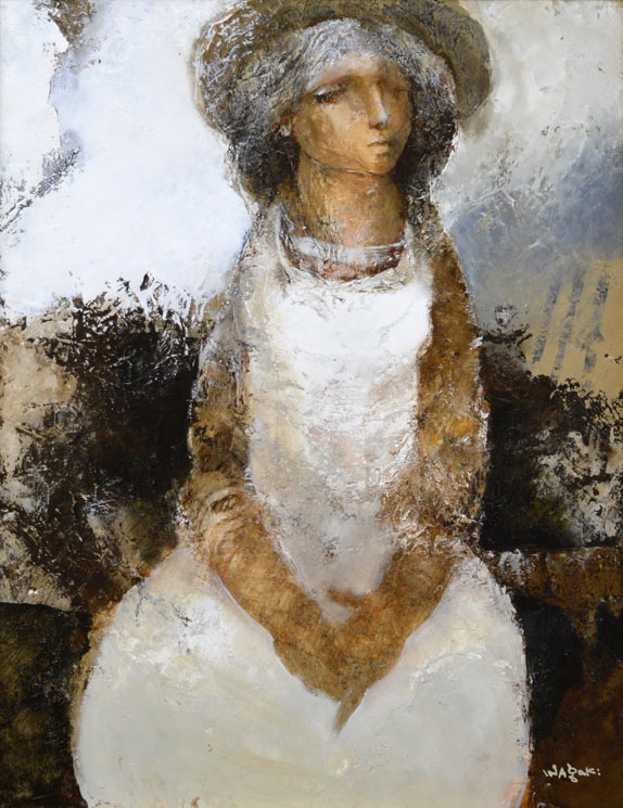 稲垣昌紀「白い服の少女」油絵・P10号 拡大部分