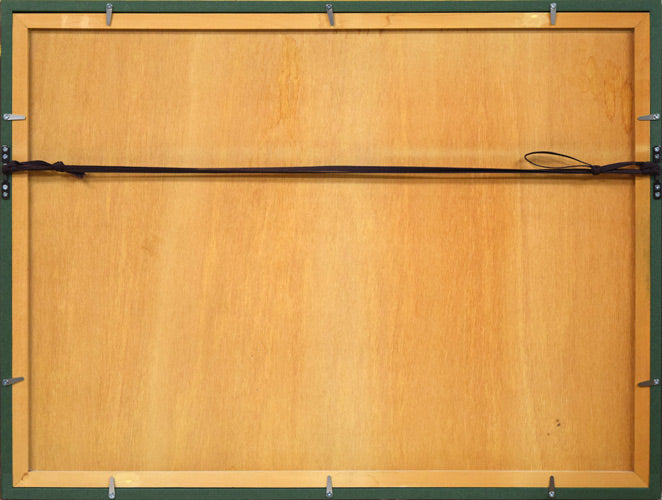 五百住乙人「文鳥」リトグラフ 額縁裏側画像