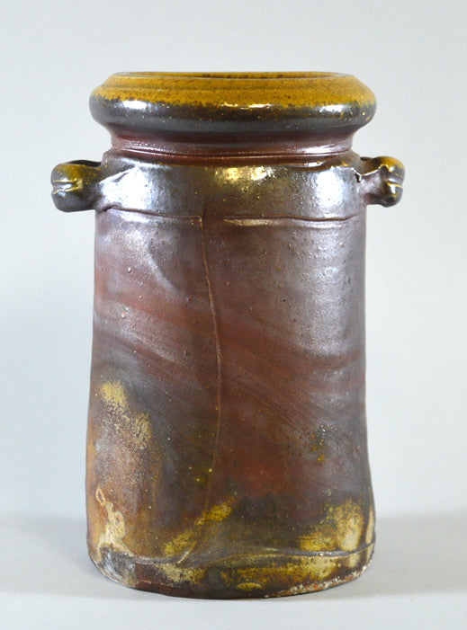 伊勢崎満「伊部耳付花入」備前・共箱2