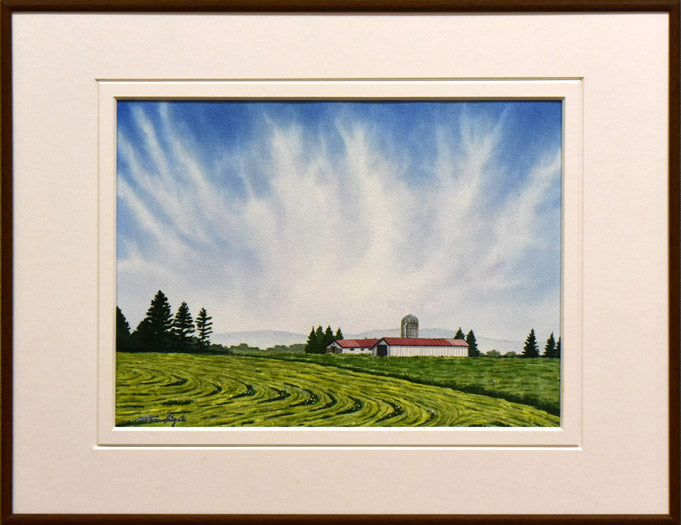 石垣渉「風になびく雲」水彩画・4号