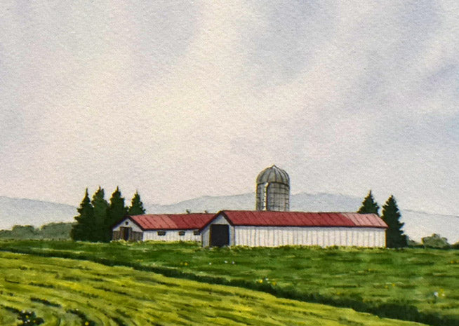 石垣渉「風になびく雲」水彩画・4号 拡大画像1