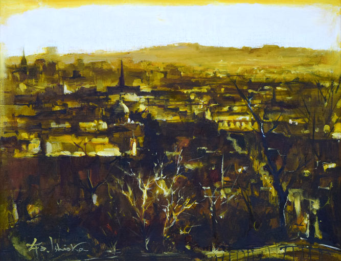 石岡剛「モンマルトル朝景」油絵・F6号 作品全体拡大画像