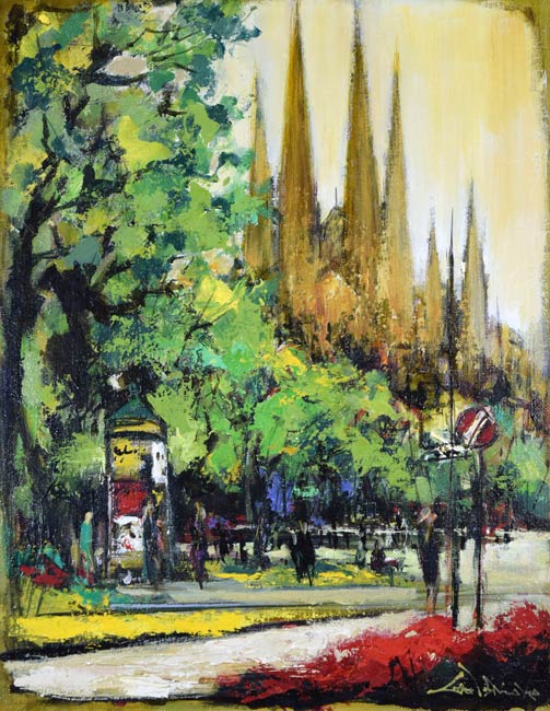 石岡剛「サグラダファミリア(バルセロナ)」油絵・F6号 作品全体拡大画像